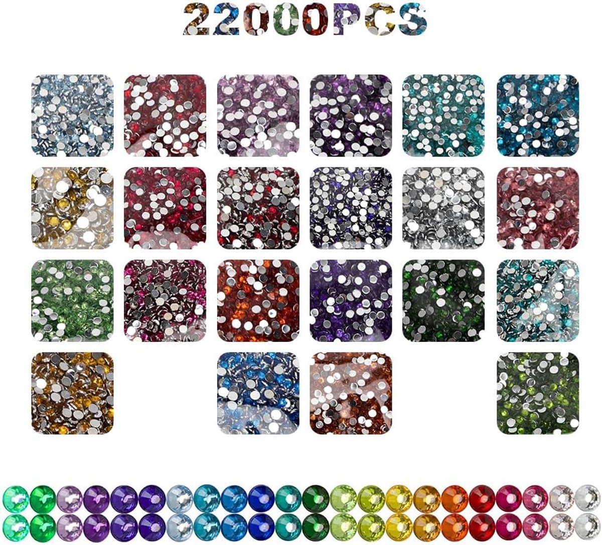Diamond Painting steentjes, 22000 stuks ronde stenen, glitterstenen, diamond painting, accessoires, diamantdecoratie, strassteentjes voor diamondpainting, nagels, edelstenen, kunsthandwerk, ornamenten, textiel