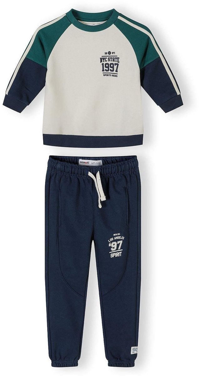 Minoti trainingspak jongens navy colour-block - donkerblauw