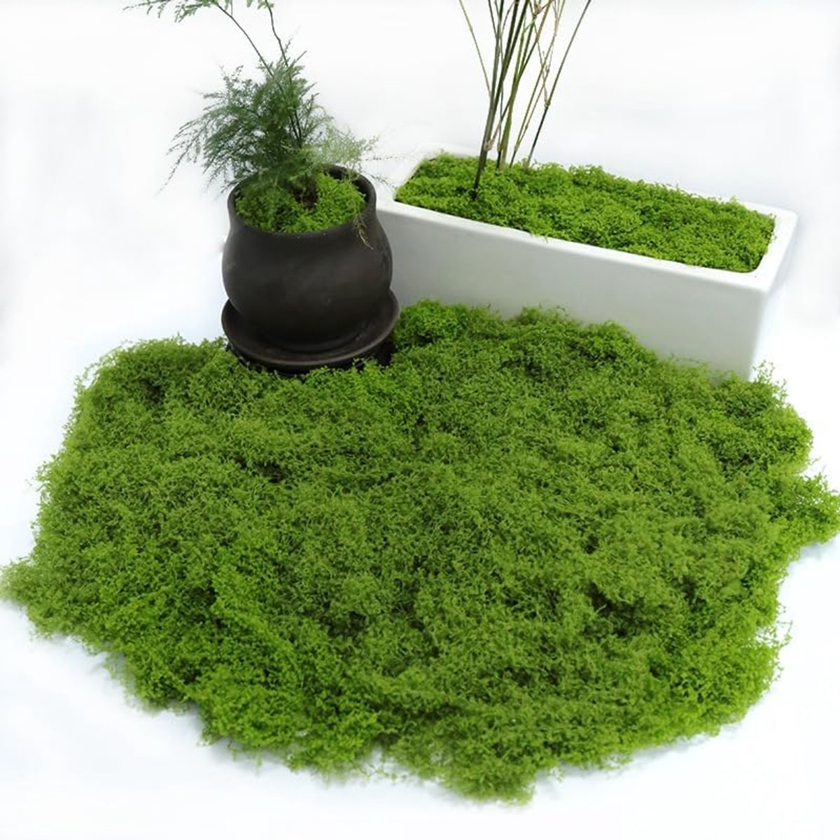 200 g kunstmos, decoratie, simulatie van mos, kunstmatige groene plant, moualiteiten, simulatie, kunstgras, mos, voor decoratie van knutselwerk (1, groen, 200 gram)