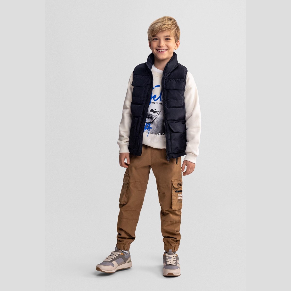 Minoti gewatteerde bodywarmer jongens - gevoerd - zwart