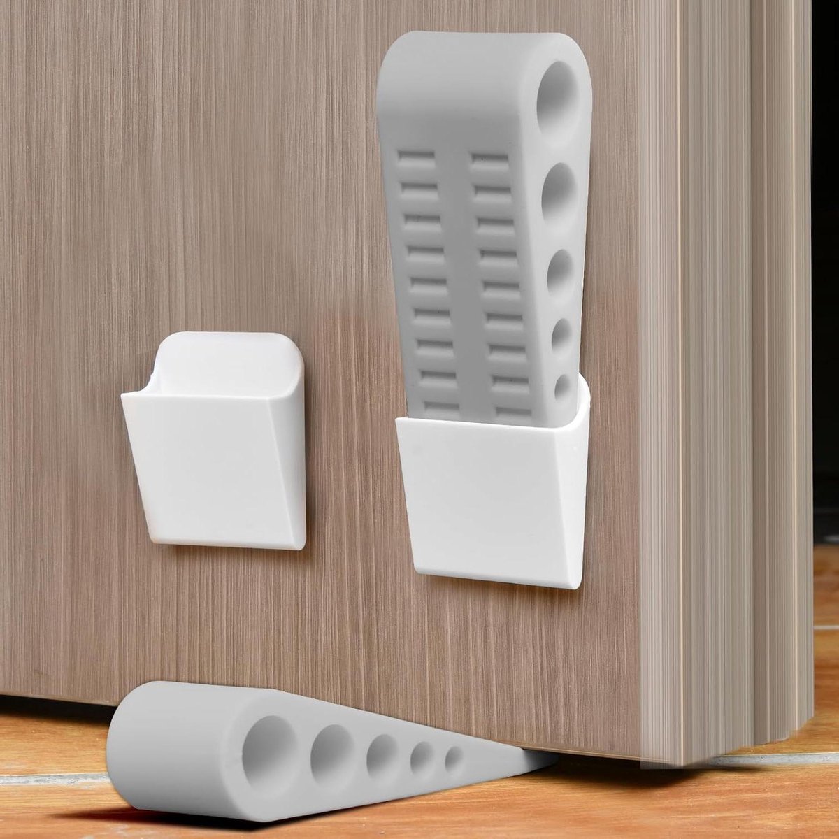 Rubberen Deurwig - Deurstopper Wig - Deur Open Houden - Antislip Structuur - 2 stuks - Grijs