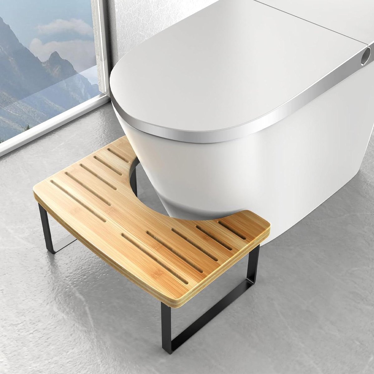 Toiletkruk Bamboe - Krukje Toilet - Comfortabel Toiletgebruik - Ergonomisch Ontwerp - 17 cm hoog - Natuurlijk Bamboe