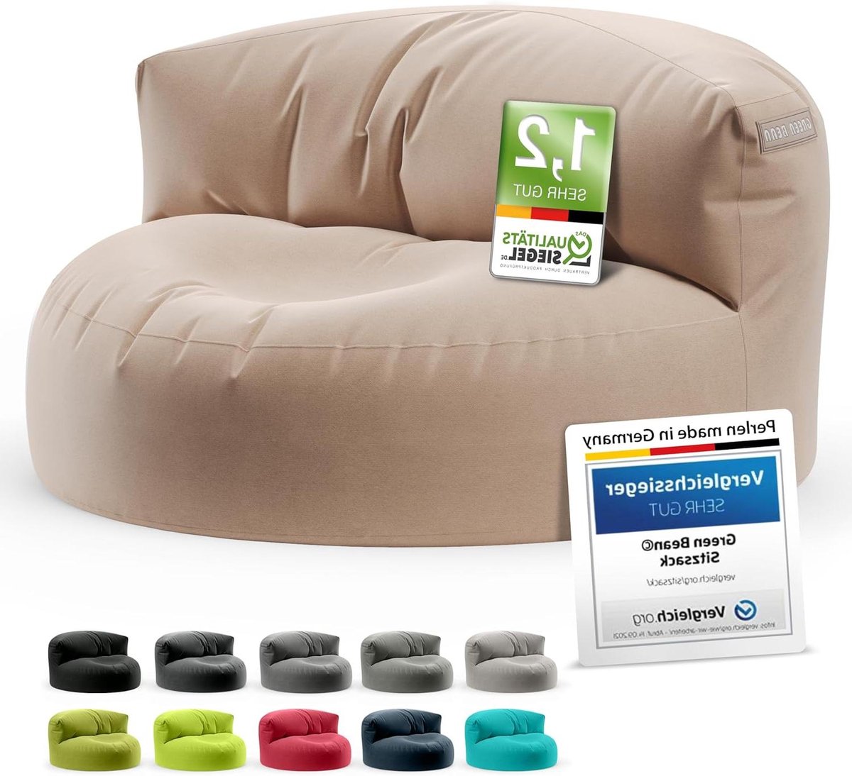 Bean Bag Sofa - Zitzak Lounge - Ontspannen Buiten - Waterafstotende Hoes - 90 x 50 cm - Khaki