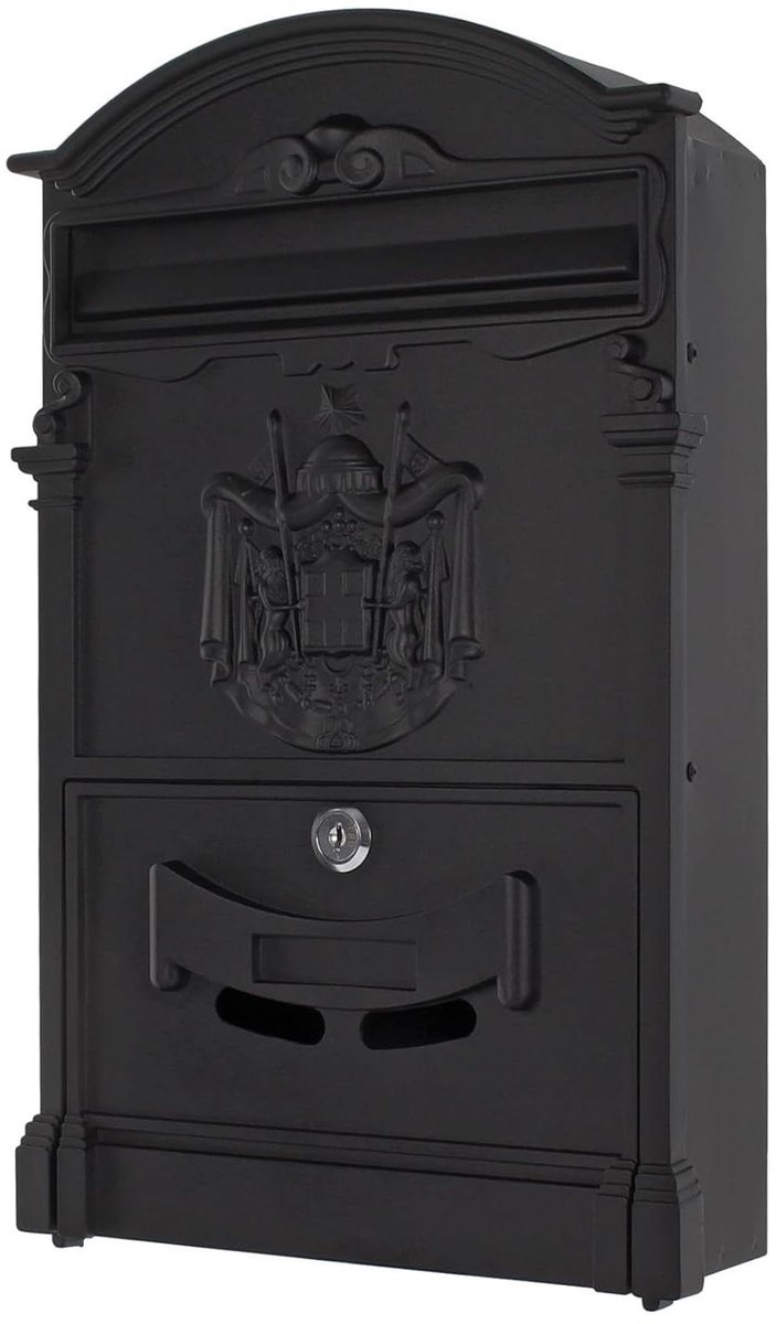 Brievenbus Aluminium - Postbus Muur - Post Ontvangen - Cilinderslot Naambordhouder - 41x26x9 cm - Zwart