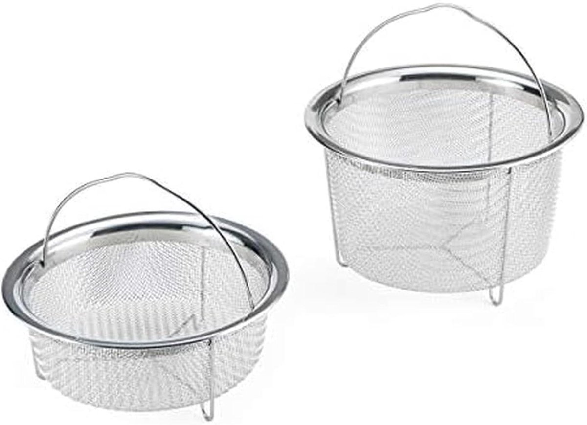 Stoommandjes Set - Stoominzet Keukenmandjes - Gezond Koken - Smart Lift Handvat - 2 stuks - Zilverkleurig
