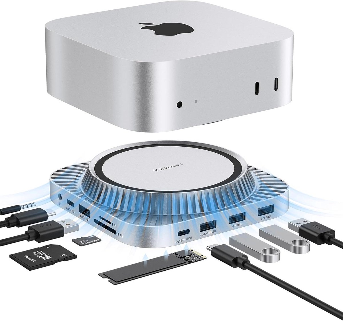 Docking Station - Hub Adapter - Computer Uitbreiding - 13 Poorten - 19.2 x 17.6 x 5.4 cm - Grijs