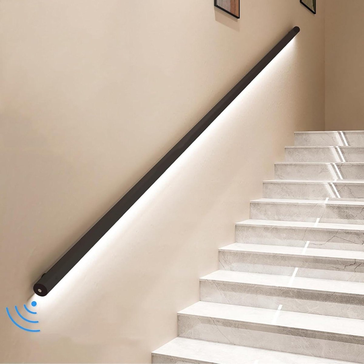 Trapleuning met LED - Muurhandgreep Verlichting - Veilig Traplopen - Geïntegreerde Bewegingssensor - 200 cm - Zwart