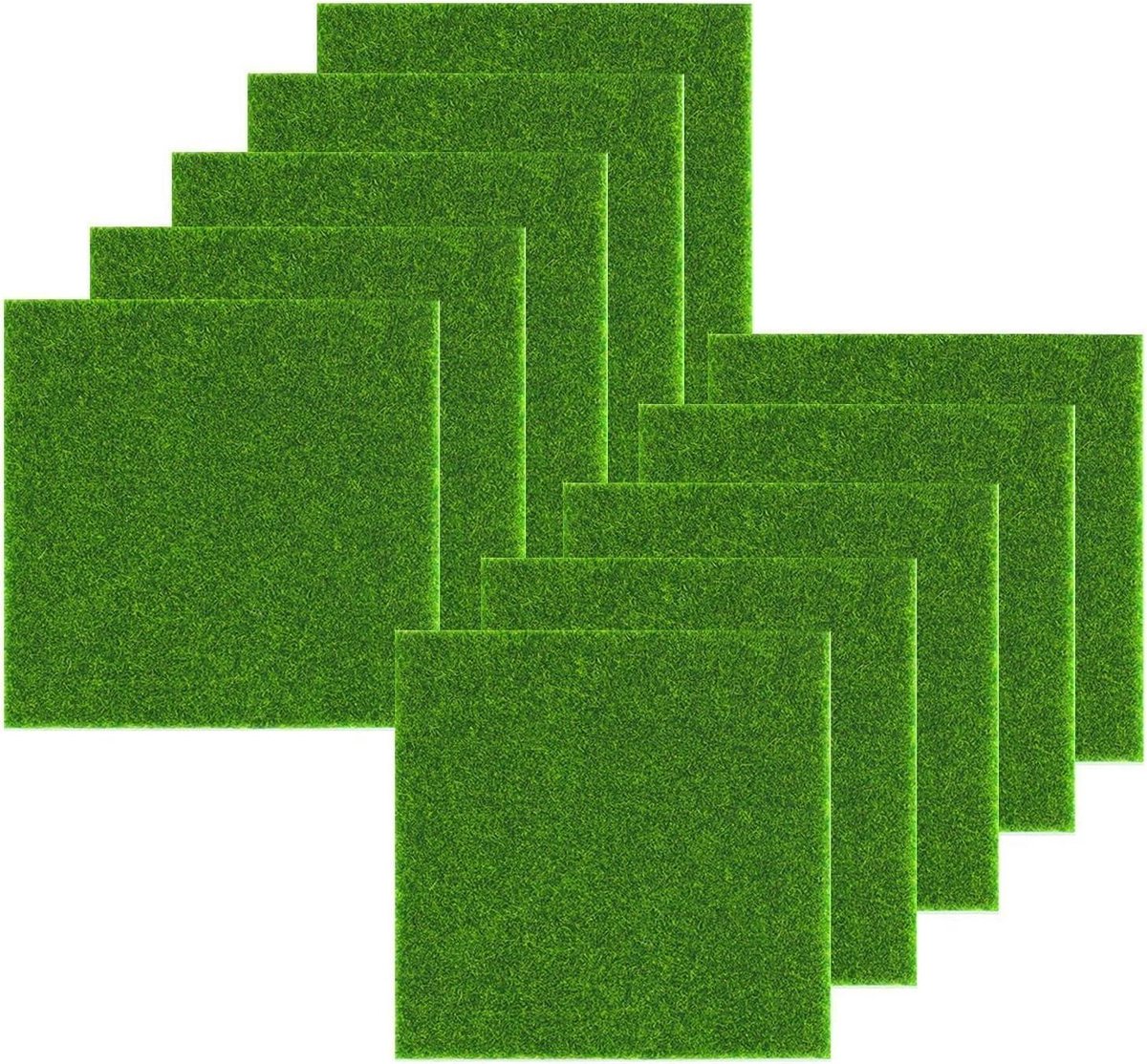 Mini Kunstgras Matten - Kunstgras Tegels - Decoratie Buiten - Natuurgetrouwe Look - 15 x 15 cm - Groen