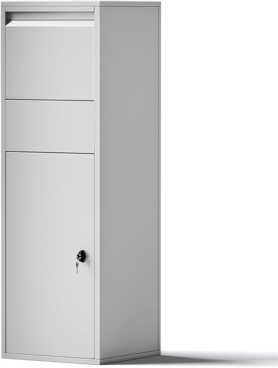 Pakketbrievenbus - Brievenbus Pakketten - Pakketten Ontvangen - Met Tussenschot - 46 x 45 x 140 cm - Zilver