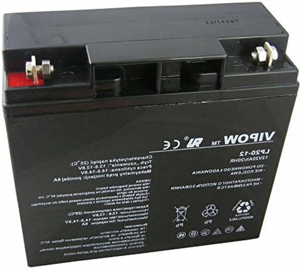Loodaccu - Reserveaccu Gelaccu - Stroomvoorziening - Onderhoudsvrij Afgesloten - 181 x 77 x 163 mm - Grijs