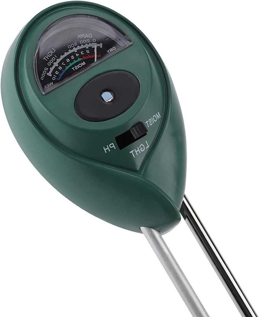 Vochtigheidssensor Bodemtester - Bodemvochtmeter pH meter - Planten Verzorgen - 3-in-1 Meting - 33 x 11 x 4 cm - Groen