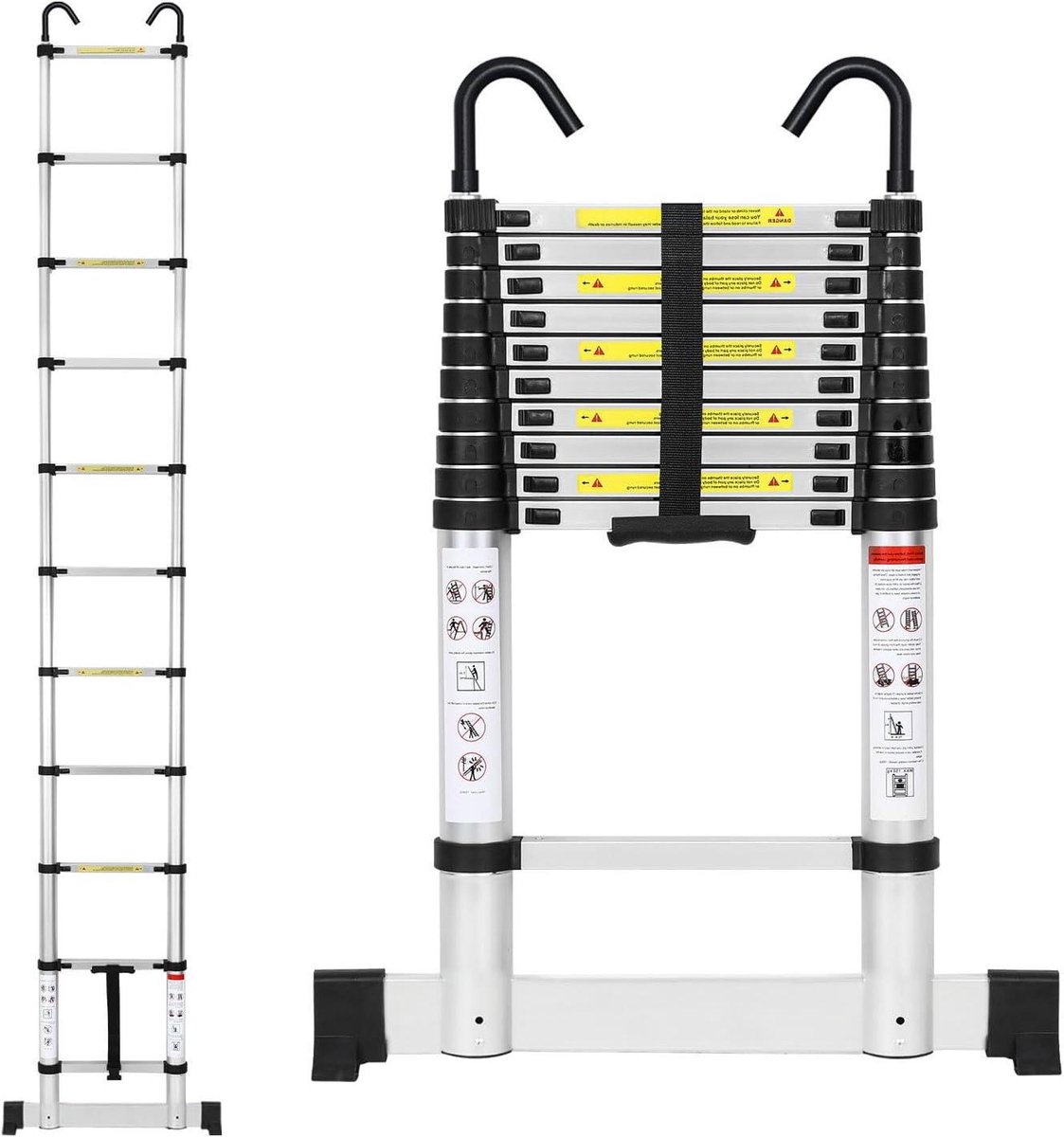 Telescopische Ladder - Uittrekbare Ladder - Doe-het-zelf Projecten - Vingerbeveiliging - 32 Meter - Zilver