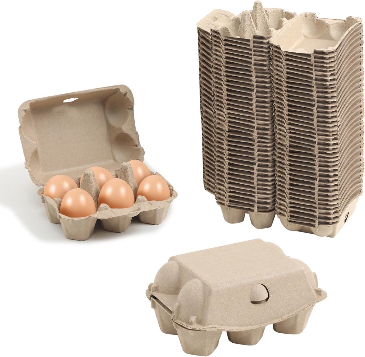 Eierdozen Bulk - Eierhouders Karton - Eieren Opslaan - Stevig Natuurlijk Pulp - 40 Kartons - Natuurlijk
