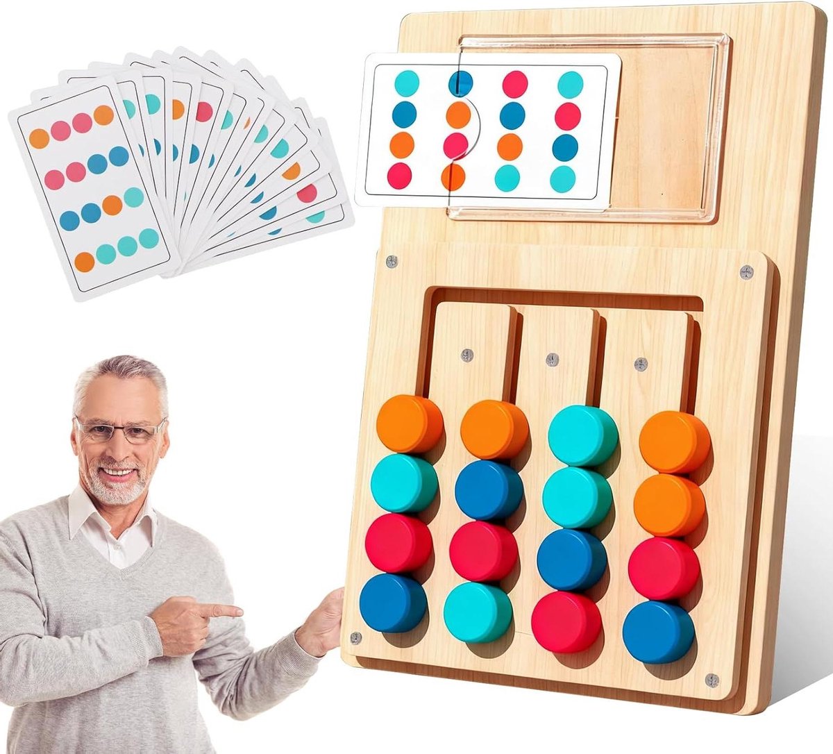 Houten Puzzelspel - Dementie Spel - Cognitieve Stimulatie - 24 Diversiteit Sjablonen - 23 x 15.5 x 2.5 cm