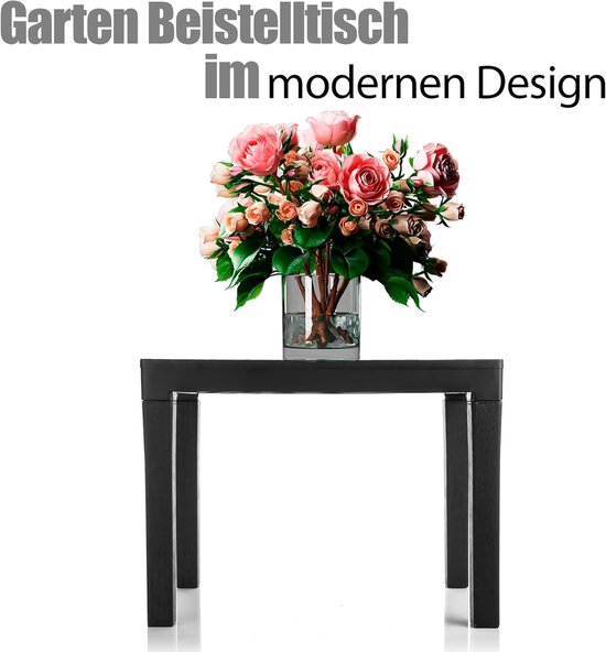 Weerbestendige bijzettafel zwart voor binnen en buiten - Kunststof campingtafel/tuintafel — afbeelding 5