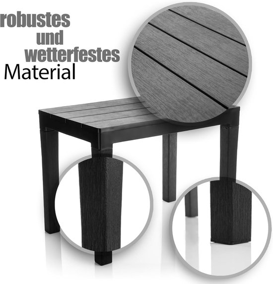 Weerbestendige bijzettafel zwart voor binnen en buiten - Kunststof campingtafel/tuintafel — afbeelding 3