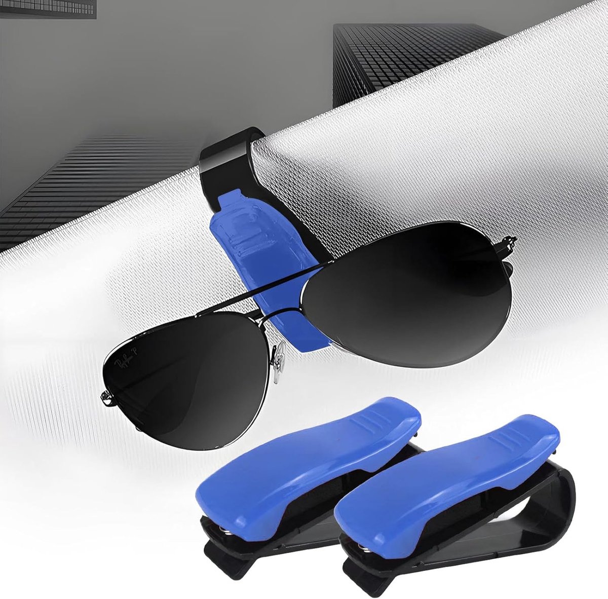 2 stuks zonnebrilhouder voor auto, mini-autozonnebrilhouder, multifunctionele autobrilhouder voor auto-interieur vizier, universele autozonnebrilhouder, clip voor alle voertuigen (blauw)