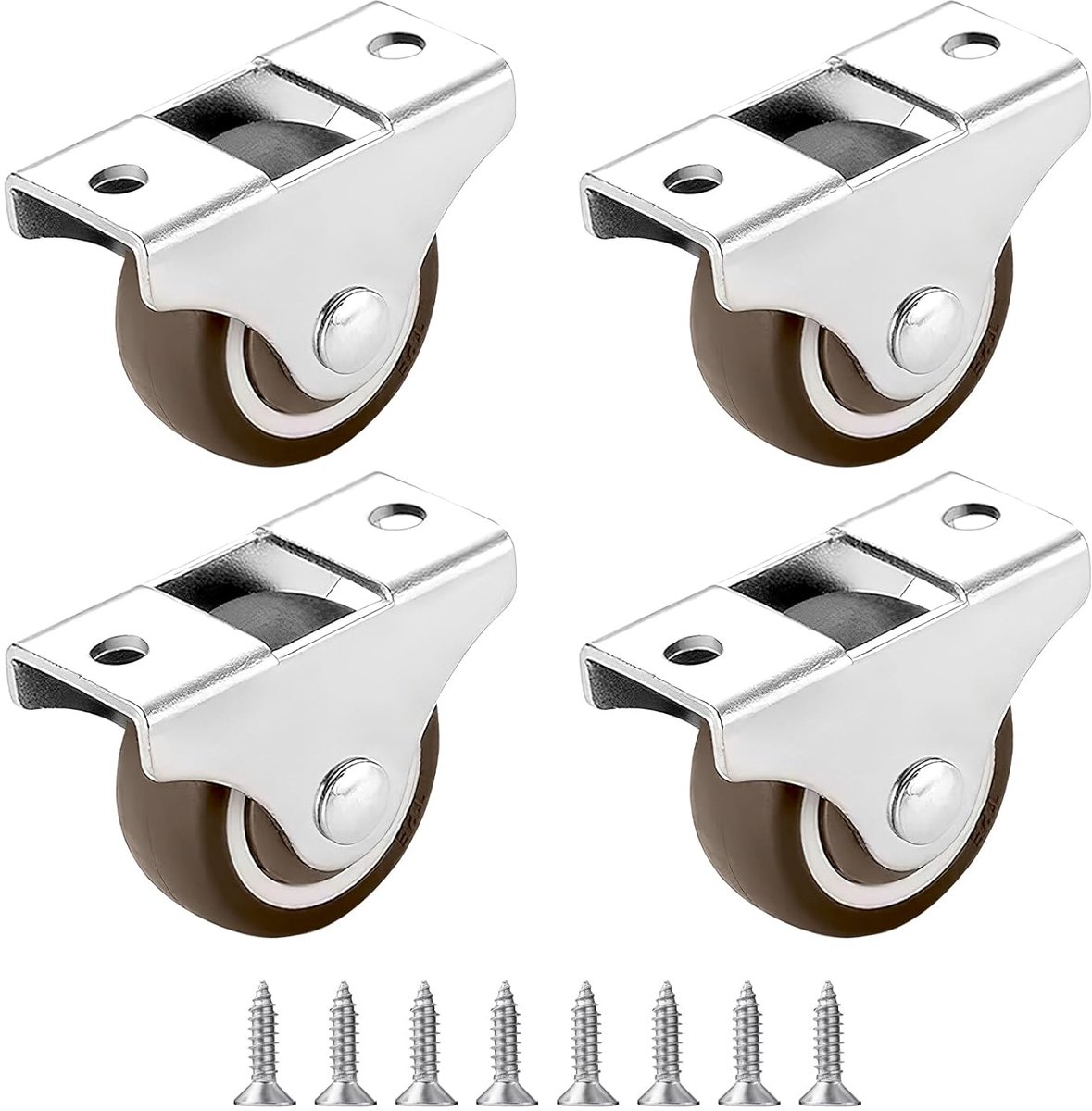 Set van 4 kleine wielwielen, rubberen meubelwielen, zware wielen, mini-zwenkwielen, geruisloze wielen, van massief rubber, zwenkwielen, geen sporen en stil, met wieltjes, voor palletmeubels,