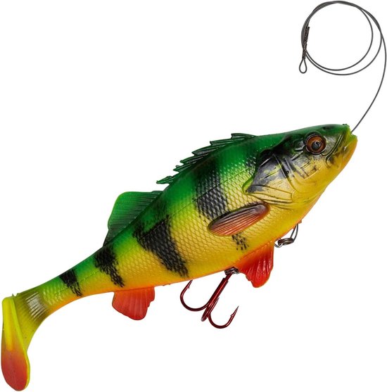 Grote Kunstaas 4D Baars Shad - 20cm - 100 Gram - Firetiger - Voor Snoek & Roofvis