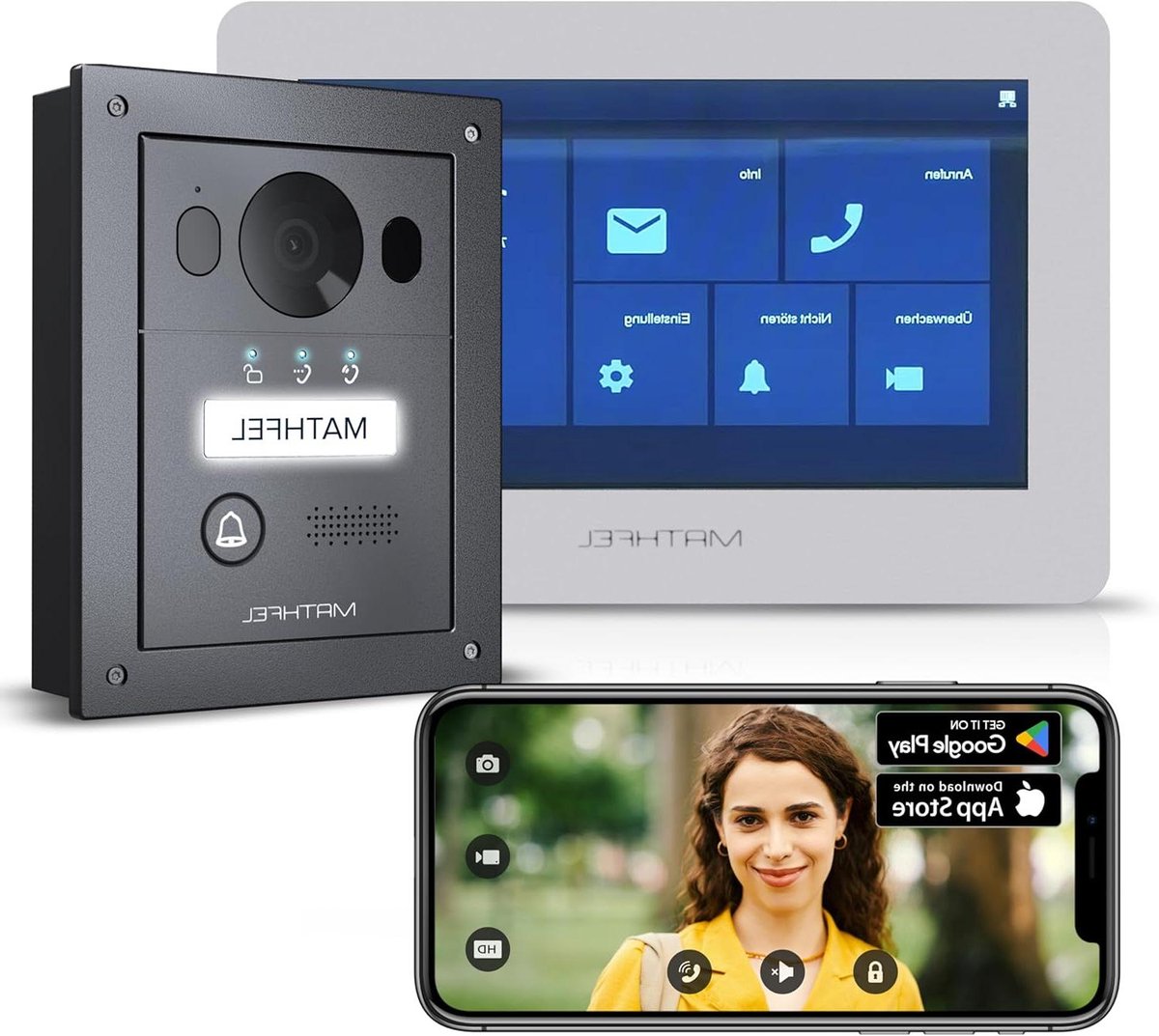 Video Deur Intercom Systeem - Deur Intercom - Veiligheid Thuis - 170 Graden Camera - 1x7 Inch Monitor - Wit