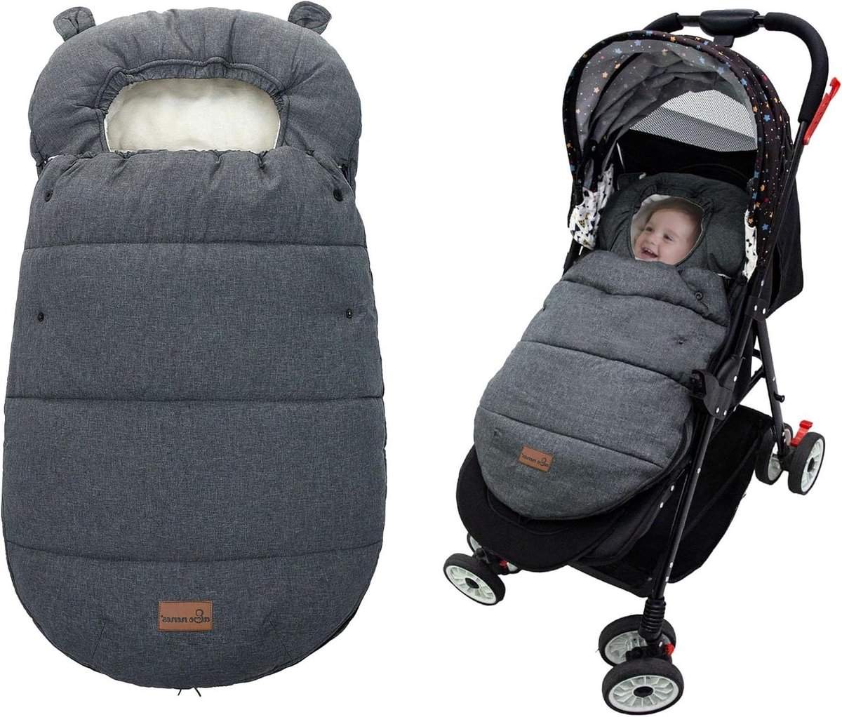 Voetenzak Kinderwagen - Kinderwagen Accessoire - Baby Warm Houden - Waterdicht en Winddicht - 90 x 52 cm - Donkergrijs