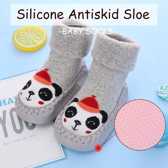 Babysokken met Antislip - Schoentjes Slofjes - Eerste Stapjes Leren - Zachte Katoen Mix - 3 Paren - Multicolor — afbeelding 4