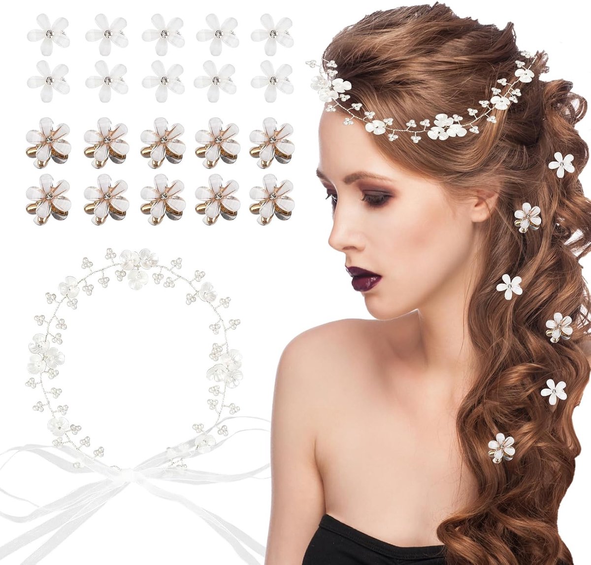 Haarspelden met parels, haaraccessoires, bruiloft, haarband, kleine bloemen, haarclip, decoratieve haaraccessoires voor meisjes en dames, bloemenmeisjes
