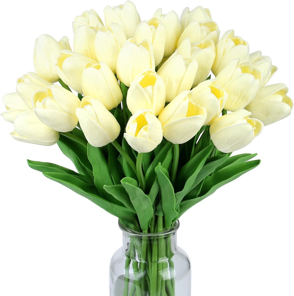 Kunstbloemen, boeket, kunstbloemen, latex, tulpen, kunstbloemen, tulpen, voor bruiloft, binnen en buiten, decoratie voor feestjes, doe-het-zelf (melkwit)