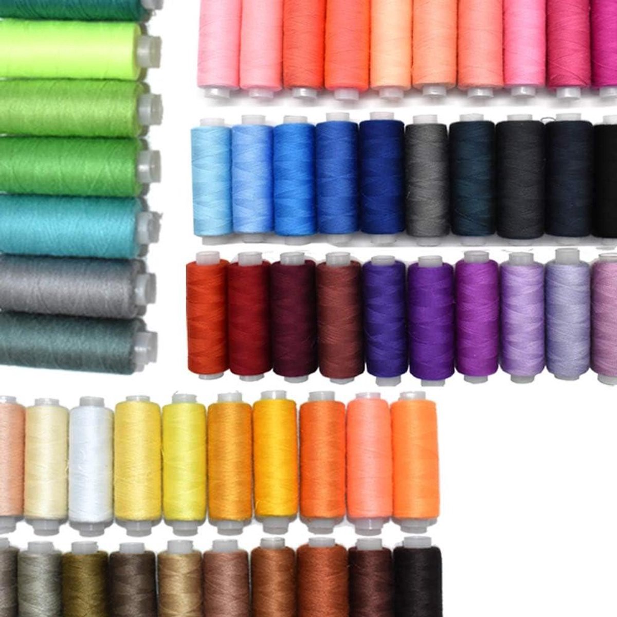Naaigaren 60 Kleuren - Naaidraad Set - Kleding Repareren - Duurzaam Katoen Materiaal - 250 Meter Per Spoel