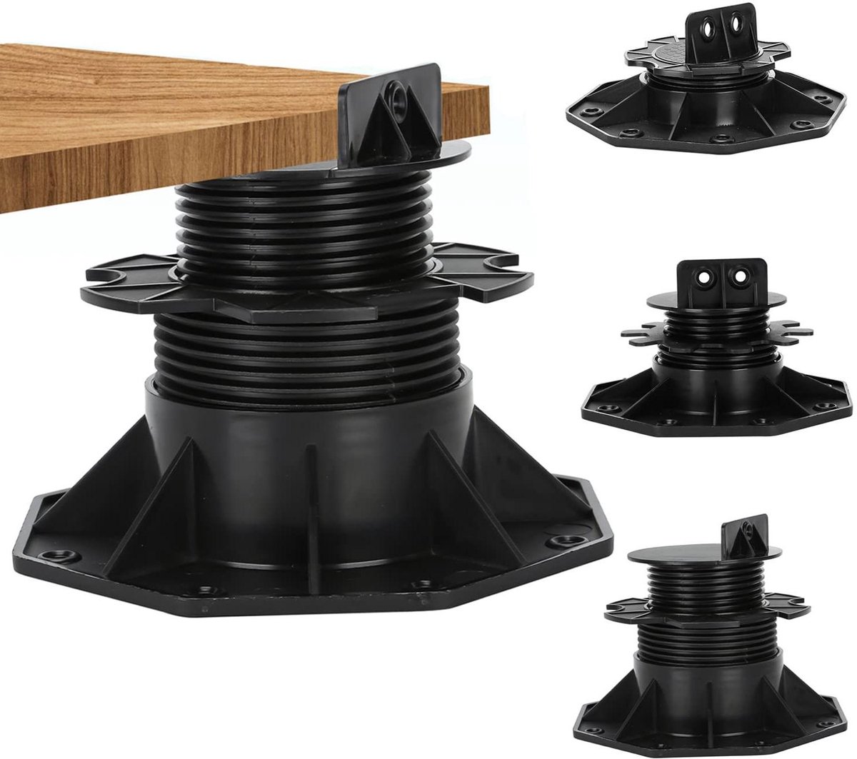 Verstelbare Terrassokkels - Terrassteunen Vlonder - Terras Bouwen - Hoge Belasting - 60-140 mm - Zwart