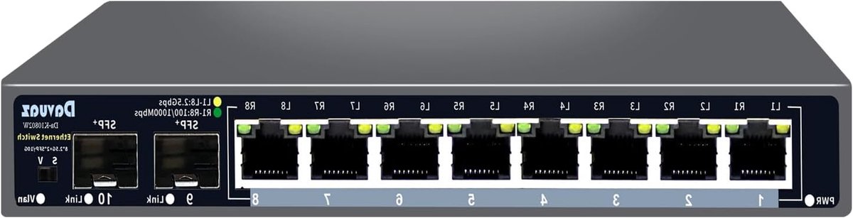 25G Ethernet Switch - Netwerk Switch LAN Hub - Netwerk Uitbreiden - 10 Poorten 25G/10G - 80 Gbps - Zwart
