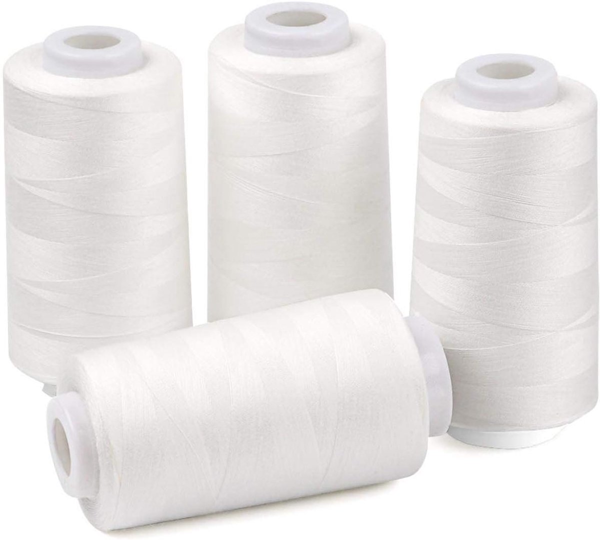 Serger Garen Cones - Overlock Garen Polyester - Kleding Maken - Hoge Treksterkte - 4 x 2745 m - Wit