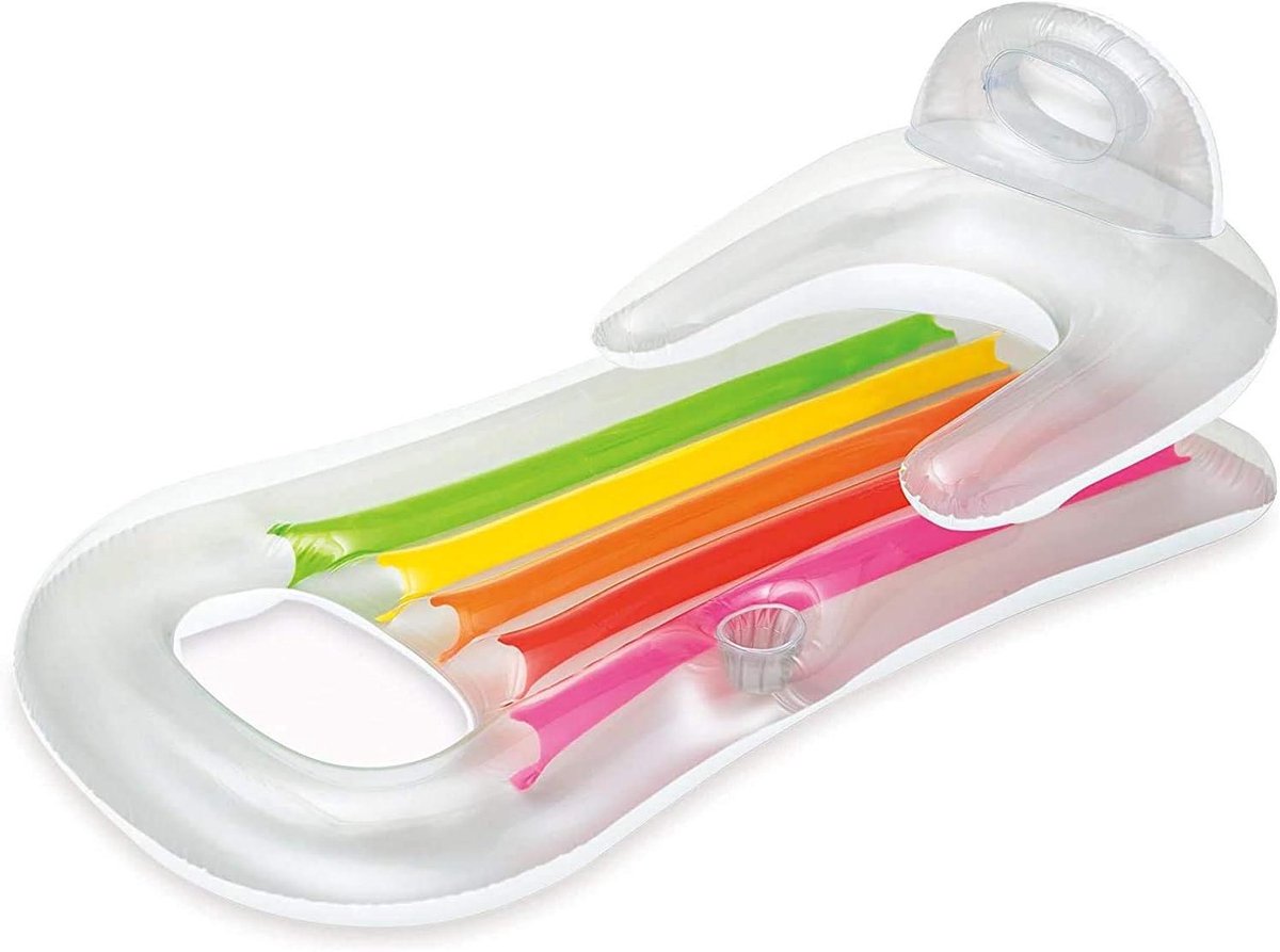 Luchtbed met Cupholder - Opblaasbaar Zonnebed - Ontspannen in Water - Comfortabele Armleuningen - 160 x 85 cm - Wit