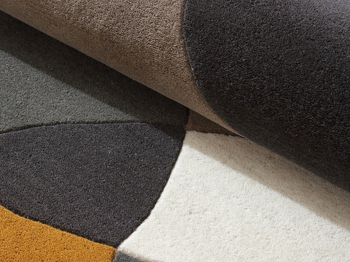 Vente-unique Getuft vloerkleed 100% wol abstracte motieven - 200 x 290 cm - Taupe en grijs - 2400 g/m² - GUALINA
