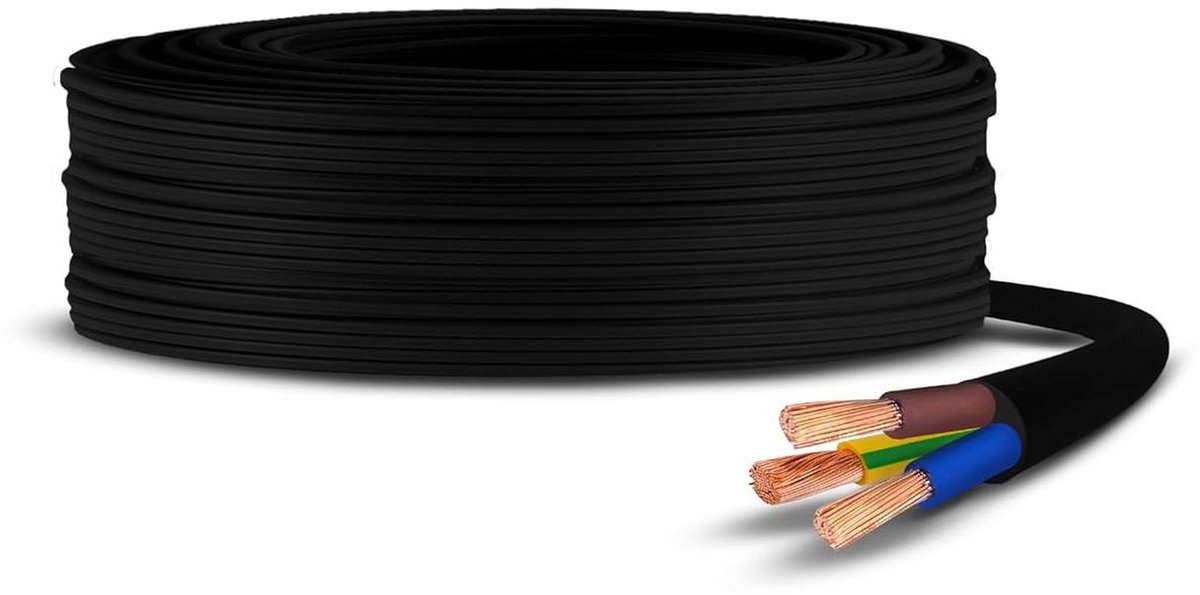 Flexibele Kabel - Stroomkabel Elektrisch - Elektrische Aansluitingen - BASEC Goedgekeurd - 5 Meter - Zwart