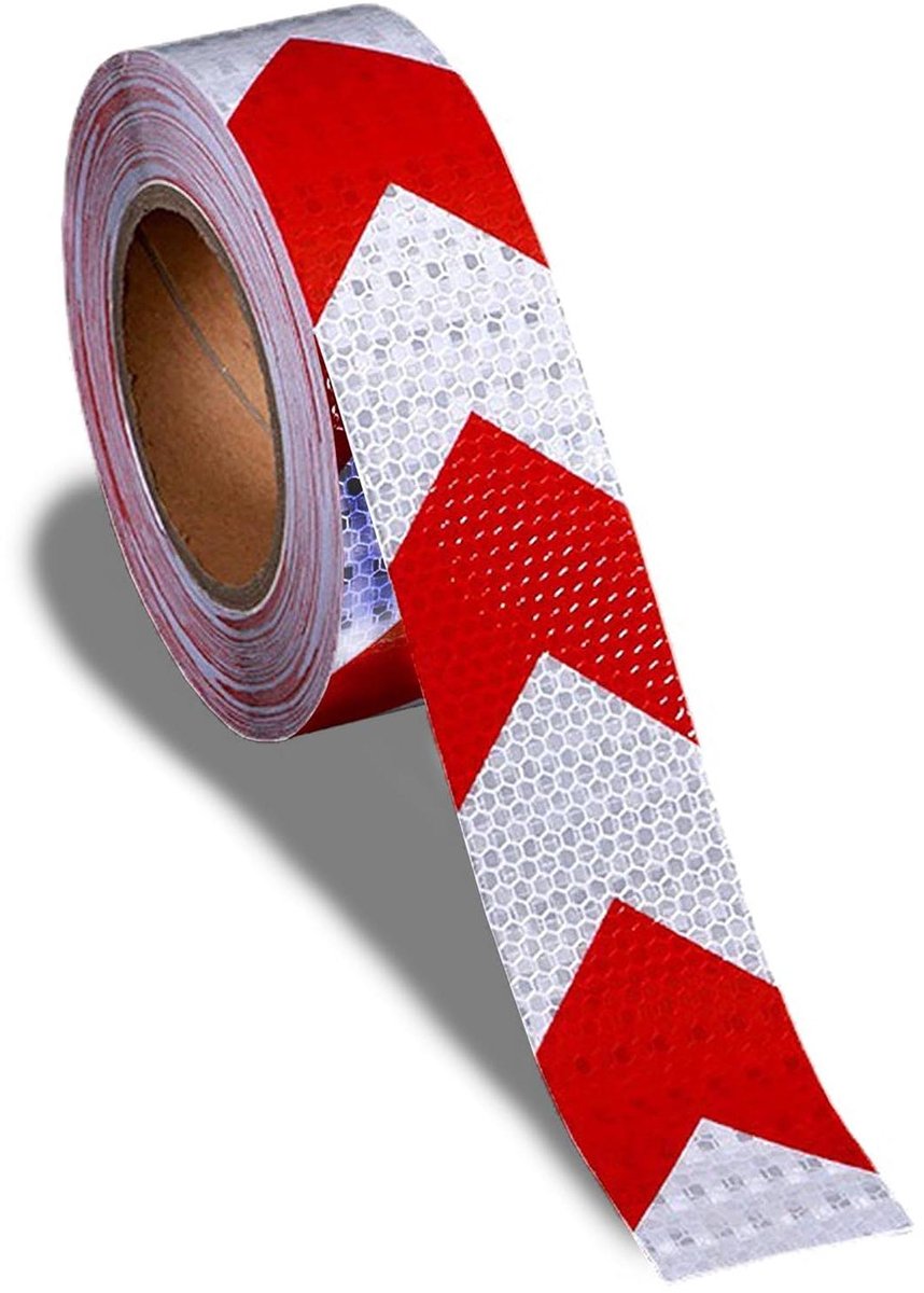 Reflecterende Stickers - Waarschuwingsband Reflecterend - Zichtbaarheid Vergroten - Sterke Kleefkracht - 5 cm x 25 m - Rood Wit