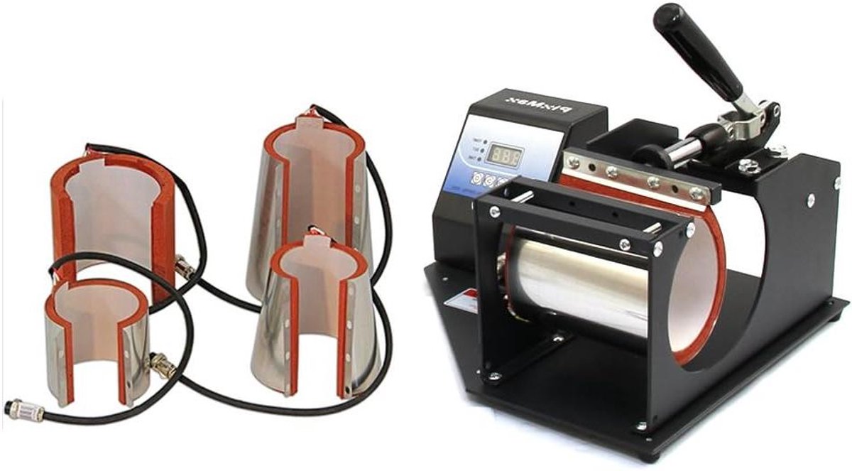 Mokkenpers Machine - Hittepers Mokken - Mokken Bedrukken - 5 Persaccessoires - 38 x 22 x 12 cm - Zwart