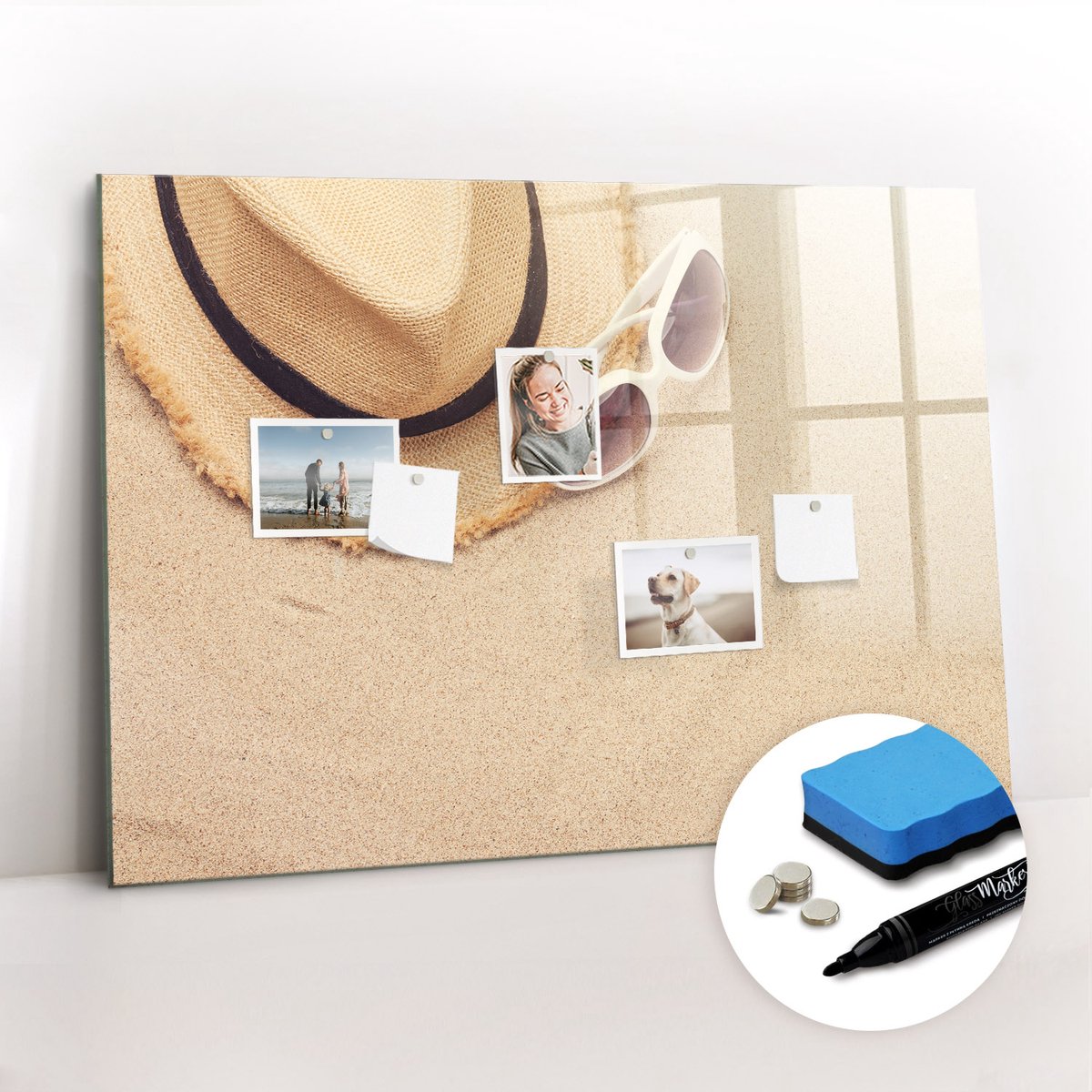 Tulup Whitebord - Zomeraccessoires - 100 x 70 cm - Geel Magneetbord Design - Gratis 5 Sterke Magneten + Whiteboard Marker & Wisser - Wanddecoratie Kantoor - Magneetbord Keuken - Productiviteit Tools