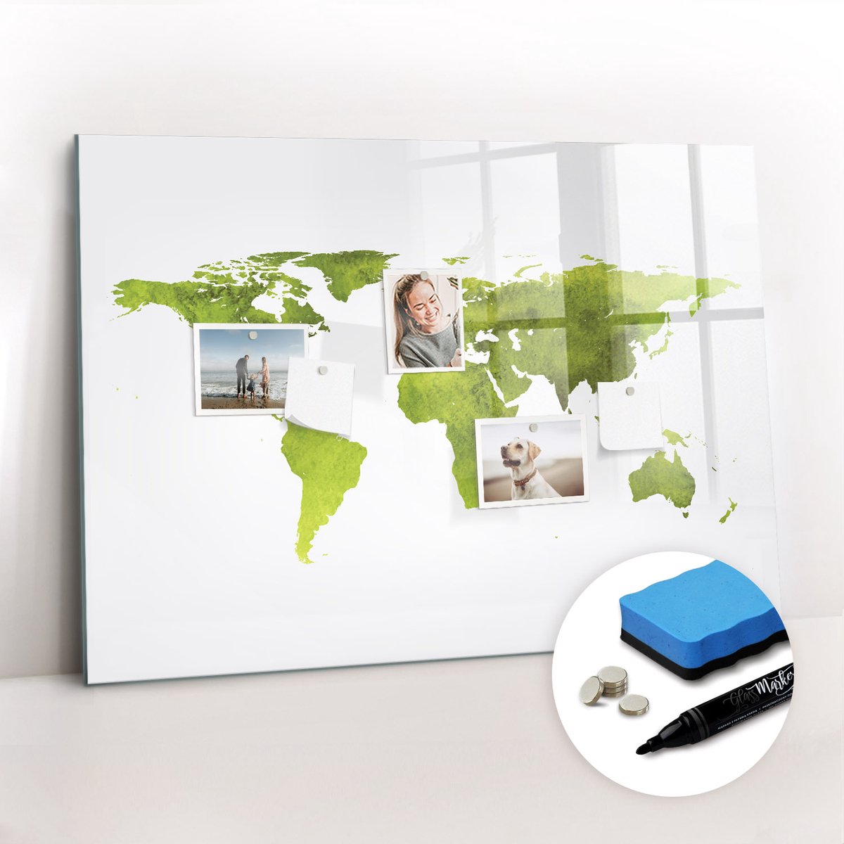 Tulup Whitebord - Wereldkaart met sportvelden - 100 x 70 cm - Groente Magnetisch Memobord - Gratis 5 Sterke Magneten + Whiteboard Marker & Wisser - Stylish Memo Board - Magnetisch Bord Kind - Organiseer Je Bureau