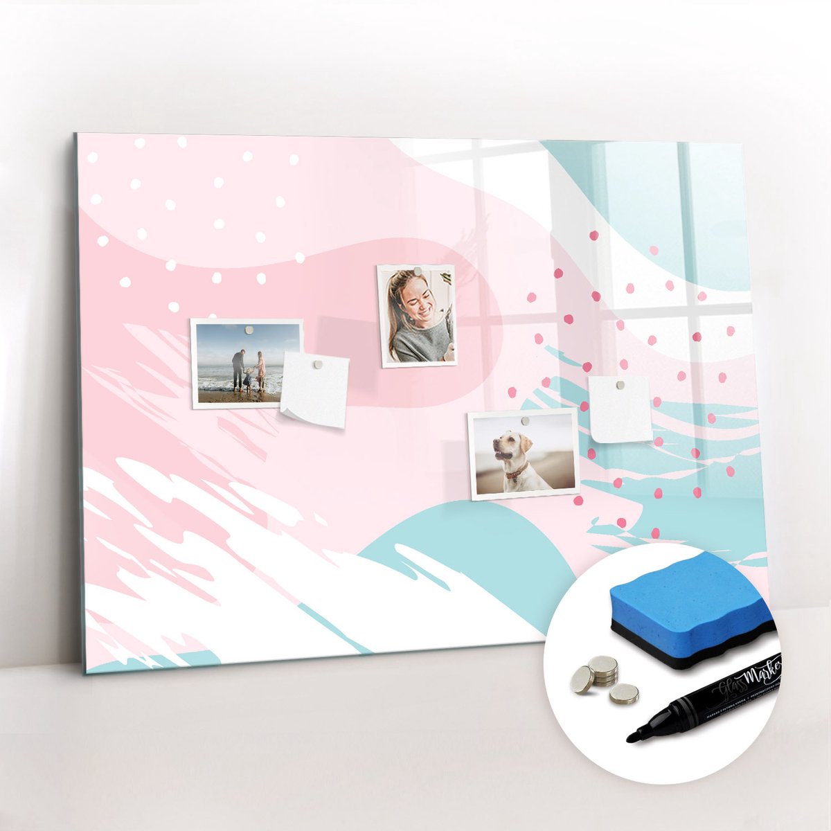 Tulup Whitebord - Pastelabstractie van een vlek - 100 x 70 cm - Veelkleurig Foto Magneetbord - Gratis 5 Sterke Magneten + Whiteboard Marker & Wisser - Organizer Muur - Magnet Board - Organiseer Je Bureau