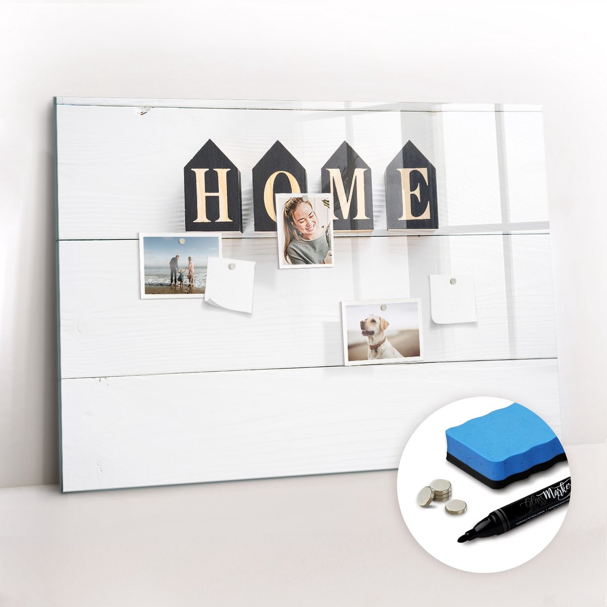 Tulup Whitebord - Gezellig huis bordje - 100 x 70 cm - Veelkleurig Memo Bord - Gratis 5 Sterke Magneten + Whiteboard Marker & Wisser - Industrieel Wandbord - Magneetbord Rechthoekig - Planning Muur