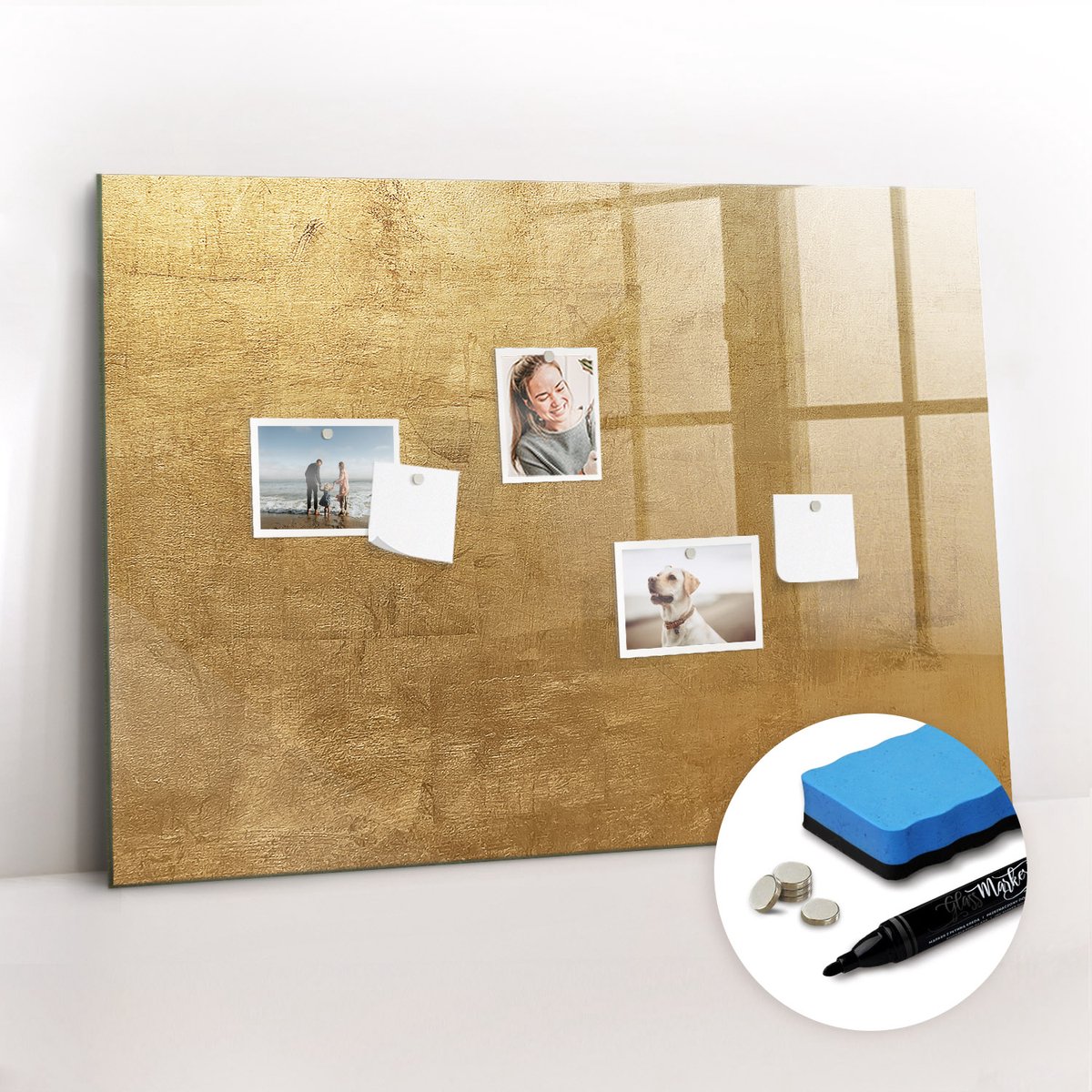 Tulup Whitebord - Decoratief canvas - 100 x 70 cm - Geel Memobord Keuken - Gratis 5 Sterke Magneten + Whiteboard Marker & Wisser - Wanddecoratie Kantoor - Magnetisch Bord Kind - Productiviteit Tools