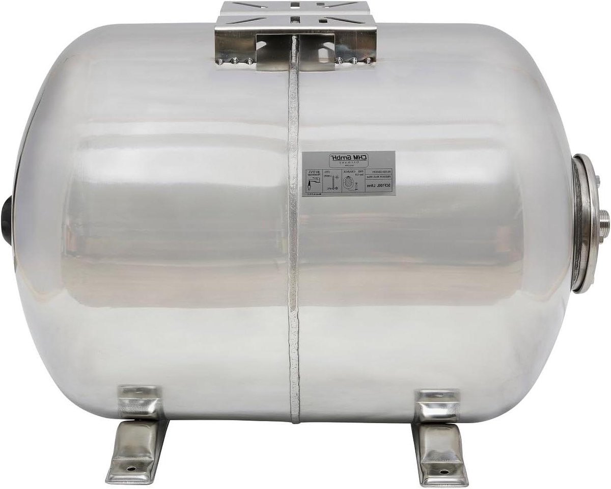 Drukvat Membraan Boiler - Waterdrukvat Expansievat - Waterdruk Verhoging - Gepolijst Roestvrij Staal - 100 Liter - Zilver