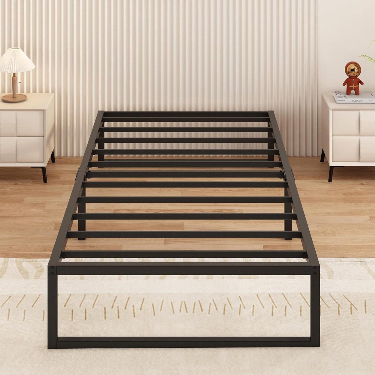 Metalen Eenpersoonsbed - Bedframe 80x190 - Stabiel Slapen - Geruisloos Ontwerp - 80 x 190 cm - Zwart