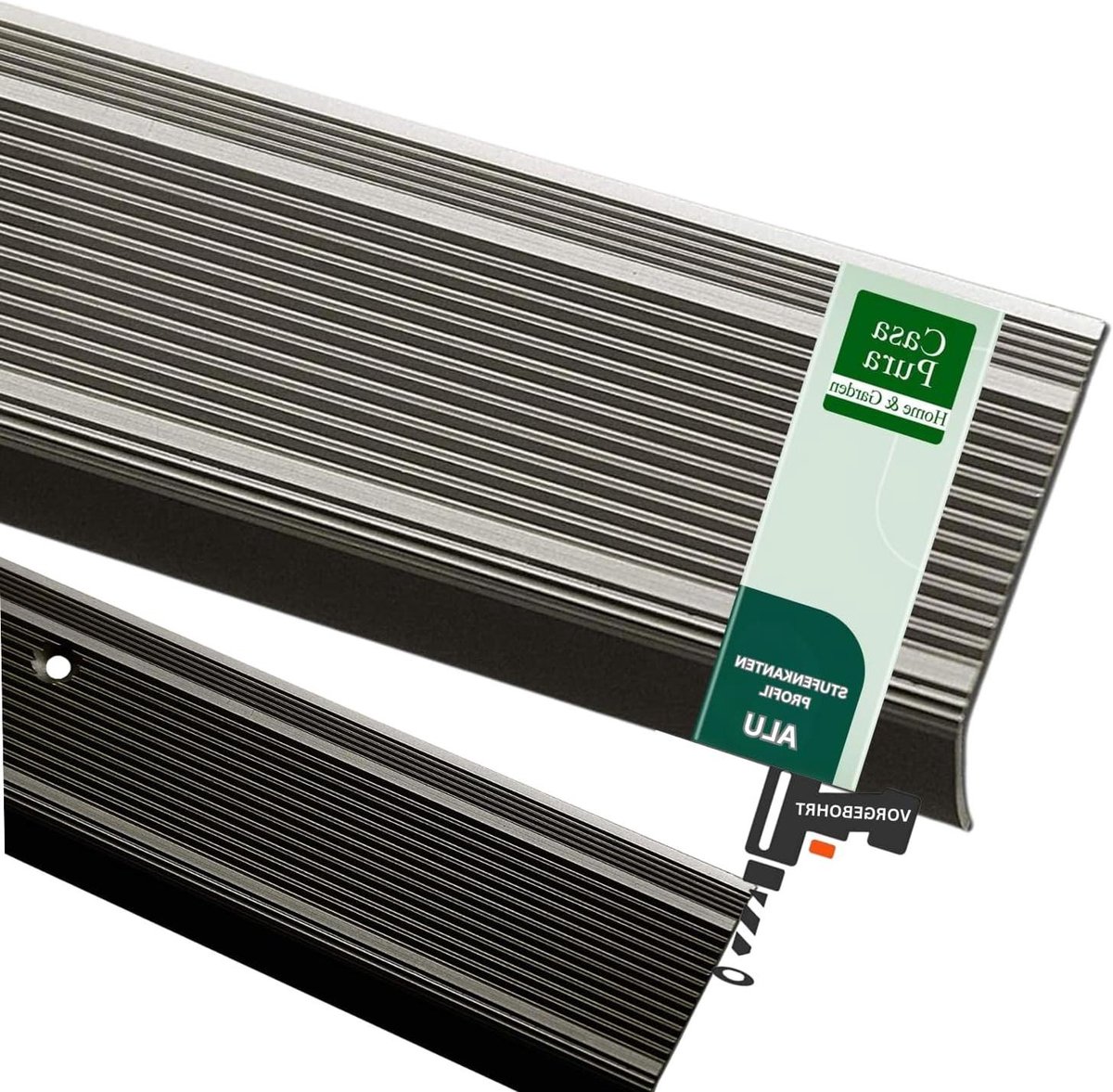 Aluminium Trapprofiel - Trapneusprofiel L-vorm - Trap Beschermen - Geperforeerd voor schroeven - 100 cm - Champagne
