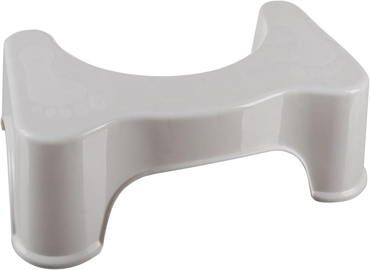 Toiletkruk - Kruk voor toilet - Ontlasten verbeteren - Ergonomisch ontwerp - 42 cm hoog - Wit