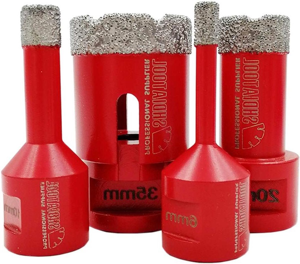 Diamantboorkronen Set - Boorfixturen M14 - Keramiek Boren - Vacuüm Gesoldeerd - 6-35mm - Rood