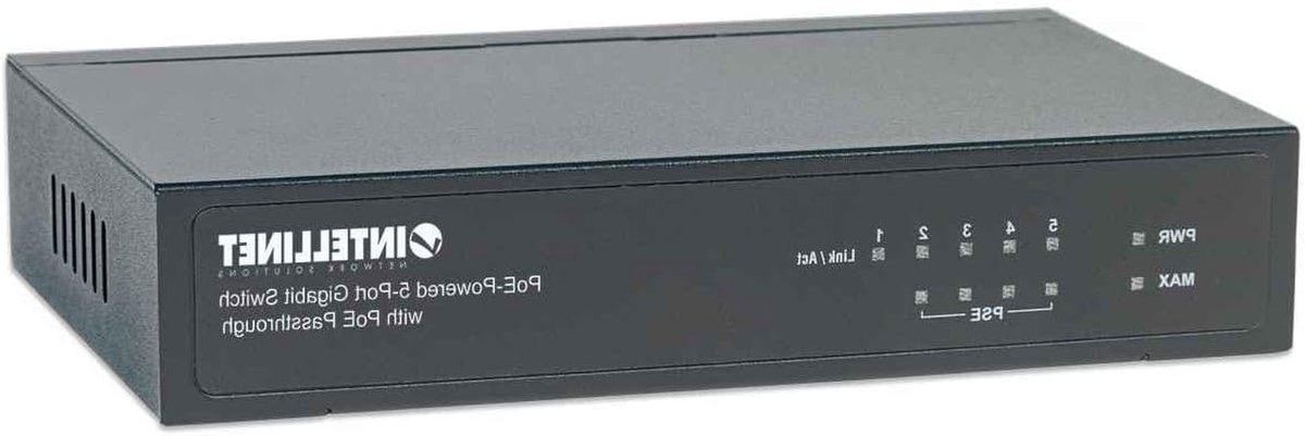5-Poort Gigabit Switch - PoE Injector Adapter - Netwerkapparaten Voeden - Zonder Ventilator - 14 x 7.8 x 2.8 cm