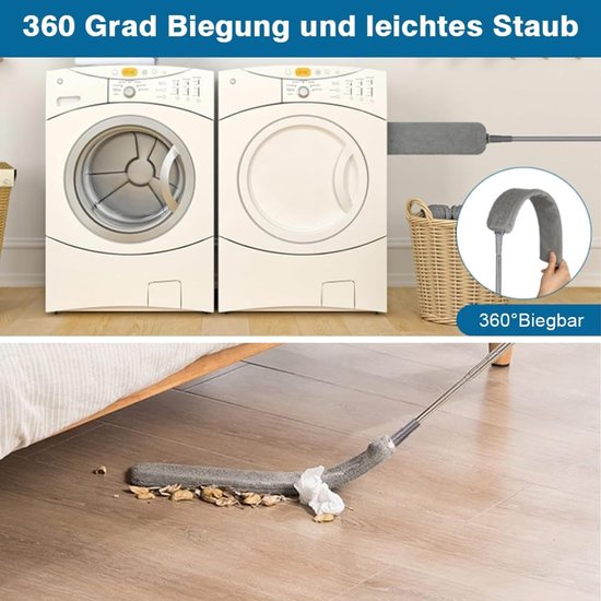 Stoffer Verlengbaar - Plumeau Telescoop - Huis Reinigen - Flexibele Kop - 250 cm - Grijs — afbeelding 3