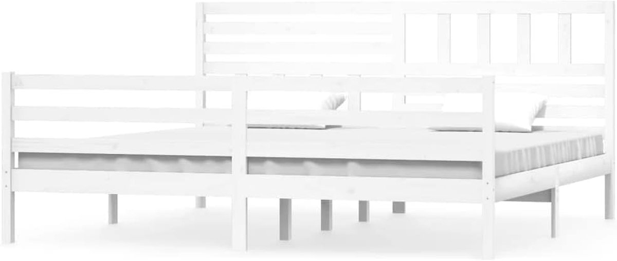 Bedframe Massief Hout - Ledikant Houten Frame - Slaapkamer Inrichten - Stevig Grenenhout Frame - 180x200 cm - Wit